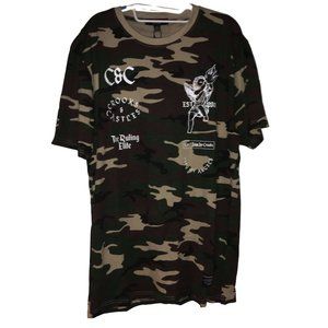 Crooks & Castles Camo with Cherub Mens Large T Shirt NWT